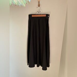 Vintage Barry Bricken Black Linen A-Line Classic Long Skirt Size‎ 8
